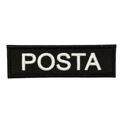 Siyah Zemin Posta Yazılı Nakış Patch Peç