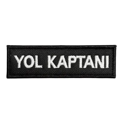 Siyah Zemin Yol Kaptanı Yazılı Nakış Patch