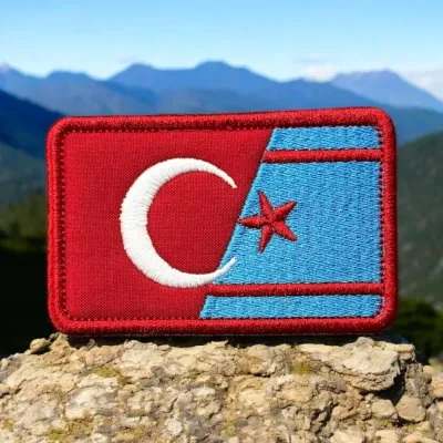 Türkiye ve Suriye Türkmenleri Bayrağı Nakış Patch