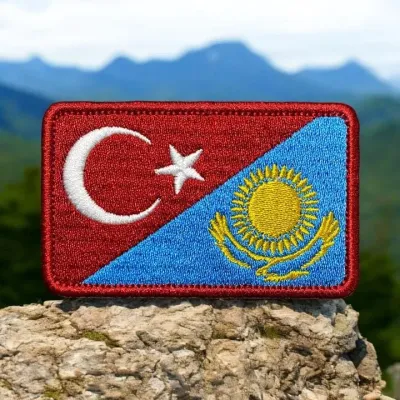 Türkiye Kazakistan Bayrağı Nakış Patch Arma