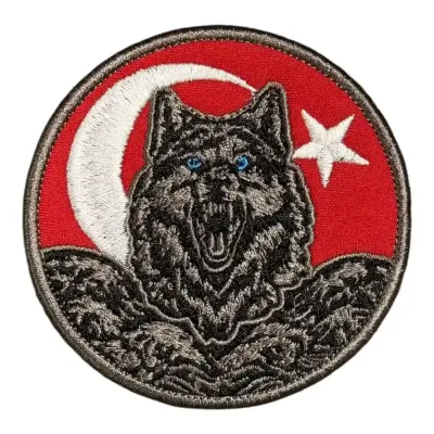 Ay Yıldızlı Bozkurt Nakış Patch Peç
