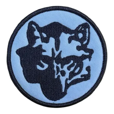 Mavi Zemin Kurt Başı Nakış Peç Patch