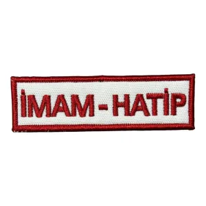 beyaz zemin imam hatip yazili nakis patch pec