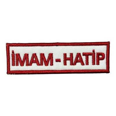 Beyaz Zemin İmam Hatip Yazılı Nakış Patch Peç