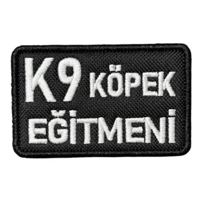 Siyah Zemin K9 Köpek Eğitmeni Nakış Patch