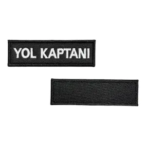siyah zemin yol kaptani yazili nakis patch cirtli