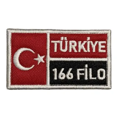 Türkiye 166 Filo Yazılı Türk Bayrağı Nakış Peç