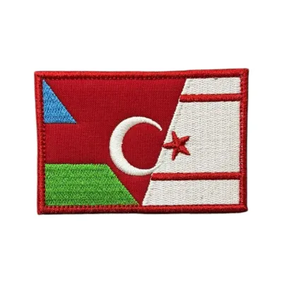 Azerbaycan Türkiye Kıbrıs Bayrağı Nakış Patch Peç