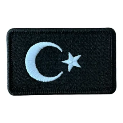 Siyah Renk Türk Bayrağı Patch Arma Nakış