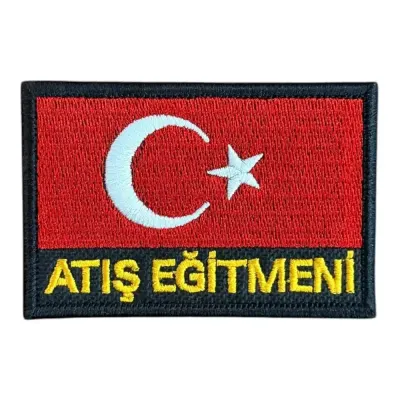 Atış Eğitmeni Türk Bayraklı Nakış Patch Peç