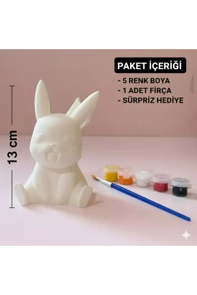 Pikachu 3D Boyama Seti - 13 cm Darbeye Dayanıklı PLA+ - 5 Renk Boya + Fırça + Sürpriz Hediye