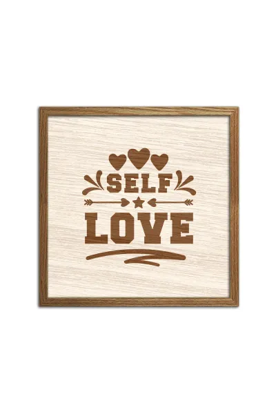 SELF LOVE - Kendini Sev Ahşap Duvar Dekorasyonu — Ceviz
