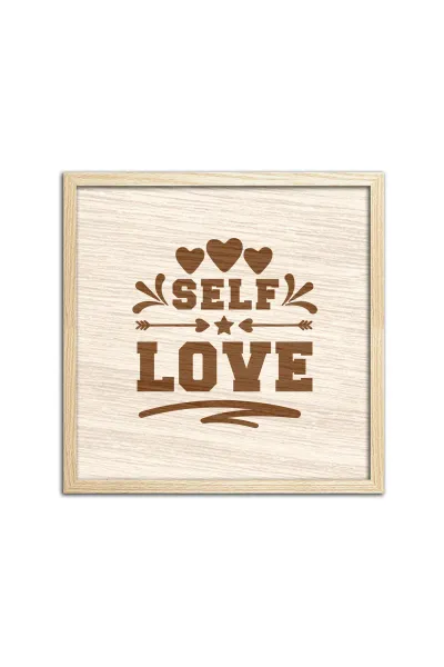 SELF LOVE - Kendini Sev Ahşap Duvar Dekorasyonu — Bej