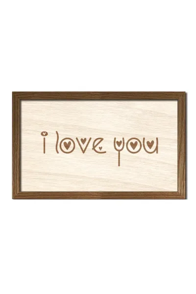 I Love You - Seni seviyorum ahşap duvar dekorasyonu — Ceviz