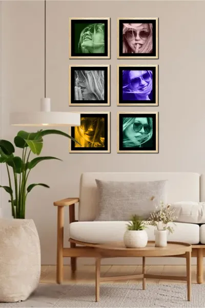 Doğal ahşap, Sök-tak, Paspartulu, 19 cm x 19 cm. Kare Fotoğraf Çerçevesi - 6'lı paket