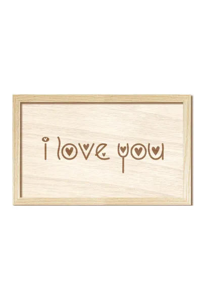 I Love You - Seni seviyorum ahşap duvar dekorasyonu — Bej