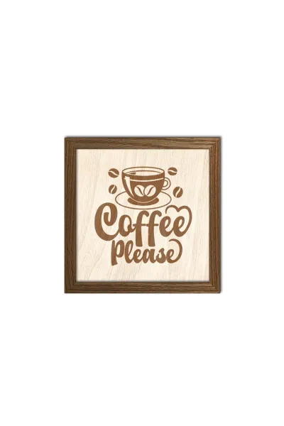 Coffee Please - Kahve lütfen Ahşap Mutfak, Kahve Köşesi, Duvar Dekorasyonu — Ceviz