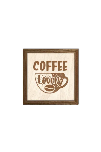 Coffee Lover - Kahve Aşığı, Ahşap Mutfak, Kahve Köşesi, Duvar Dekorasyonu — Ceviz