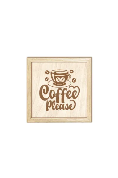 Coffee Please - Kahve lütfen Ahşap Mutfak, Kahve Köşesi, Duvar Dekorasyonu — Natural
