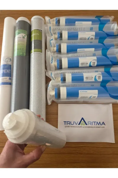 Truva Arıtma 20''Endüstriyel Tip Sedimend,GAC,CTO Karbon 6x100 GPD Membran Filtre,12''Post Karbon