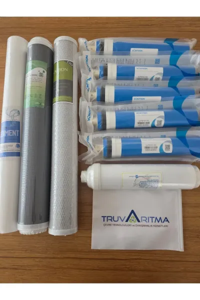 Truva Arıtma 20" Endüstriyel Tip Sediment, GAC, CTO Karbon 5x100 GPD Membran, 12" Post Karbon