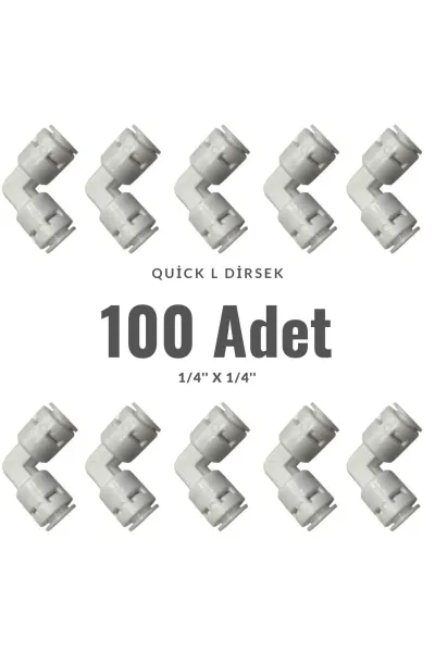 Tüm Su Arıtma Cihazları Ile Uyumlu Quick L Dirsek (1/4''x1/4'') 100 Adet