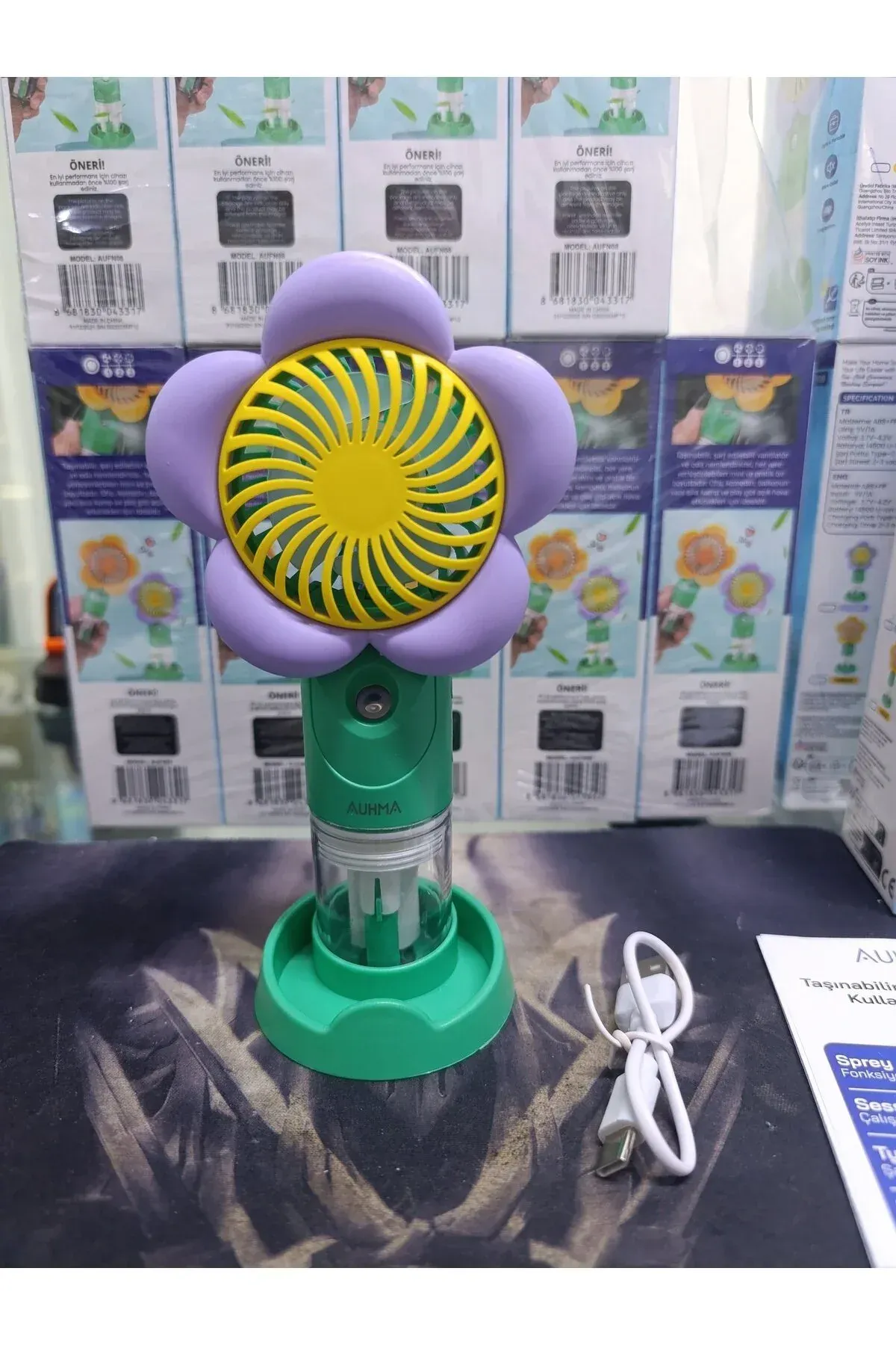 Mini Fan.El fanı.Buharlı Fan.Taşınabilir Fan — Mor