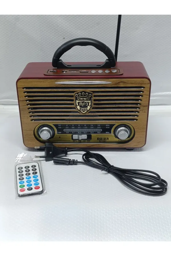 Meier M-115bt Nostaljik Radyo Bluetooth Hoparlör Fm Sd Kart Usb Girişi Ses Bombası