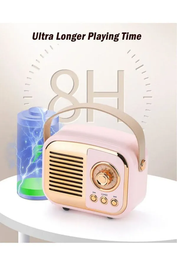 Nostaljik Retro Radio Parlak Kaplama Bluetooth Bağlantılı Hoparlör — Kırmızı