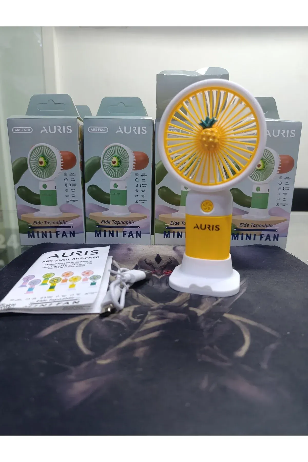 Taşınabilir Fan Soğutucu Mini Vantilatör Klima Güçlü Serinletici Şarjlı Masa Üstü Sessiz Standlı — Sarı