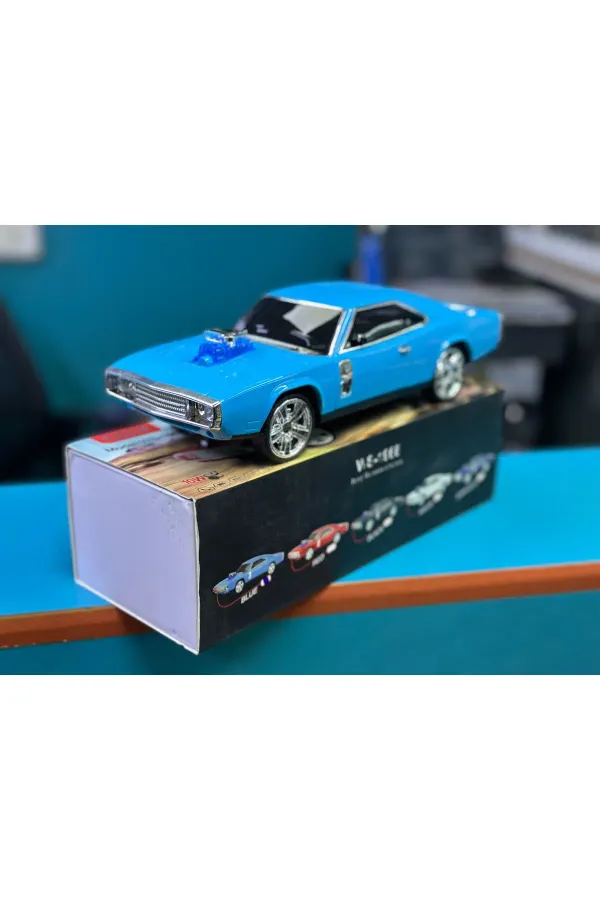 1968 Model Taşınabilir Klasik Araba Kablosuz Bluetooth Hoparlör Speaker 10 Watt Fm Radyo SD Kart USB — Mavi