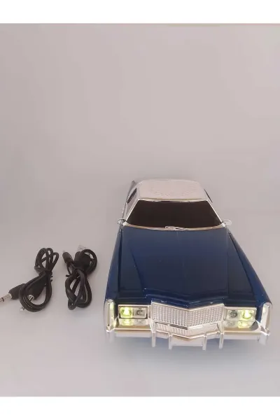 Klasik Araba Kablosuz Bluetooth Hoparlör Speaker Fm Radyo SD Kart USB Müzik Çalar — Lacivert