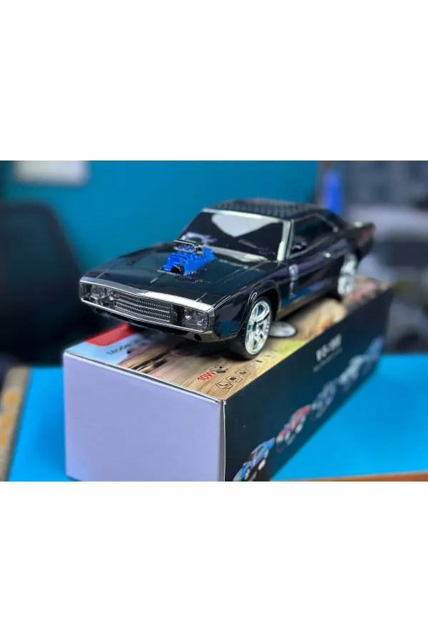 1968 Model Taşınabilir Klasik Araba Kablosuz Bluetooth Hoparlör Speaker 10 Watt Fm Radyo Sd Kart Usb — Siyah