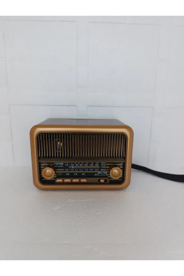 Nostaljik Radyo Klasik Radyo Bluetooth Hoparlör Usb-Tf Çalar Ses Bombası Şarjlı Radyo — Bordo