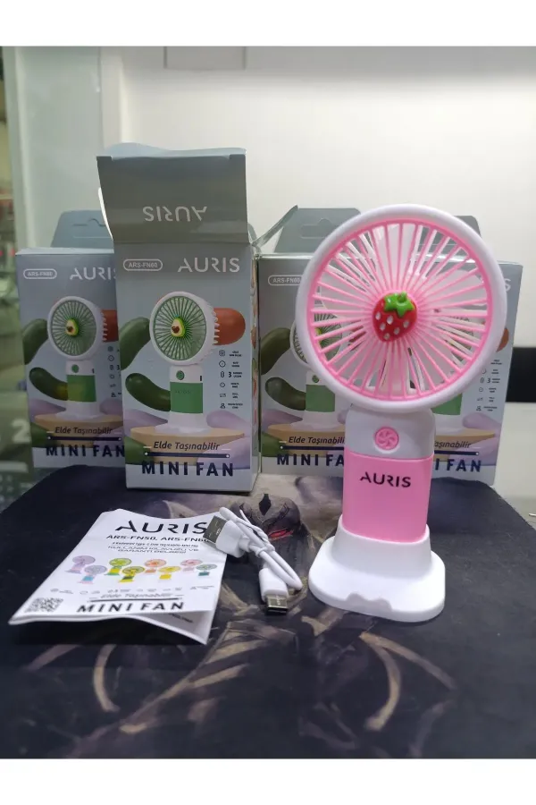 Taşınabilir Fan Soğutucu Mini Vantilatör Klima Güçlü Serinletici Şarjlı Masa Üstü Sessiz Standlı — Pembe