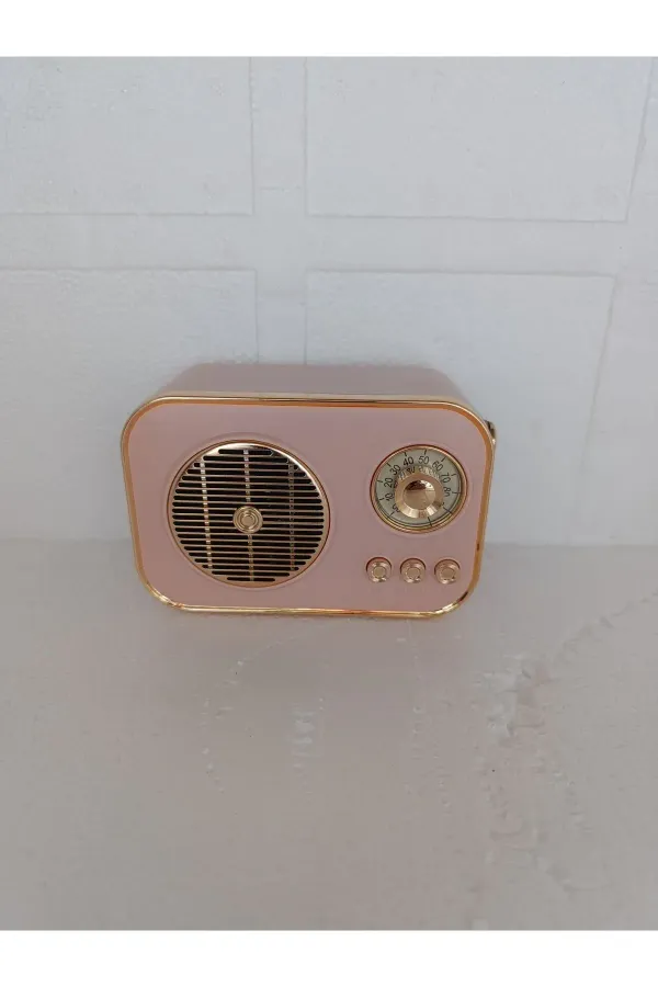 Nostaljik Radio Parlak Kaplama Bluetooth Bağlantılı Hoparlör — PEMBE
