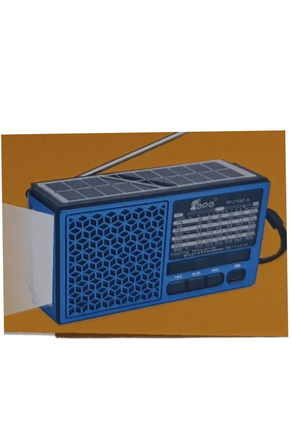 Solar Fm Radyo Bluetooth Hoparlör Mp3 Çalar Usb.Tf.Aux Çalar El Feneri — Mavi
