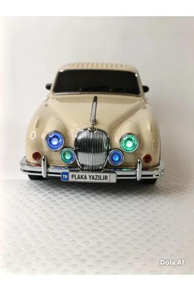 Nostaljik Radyo Oyuncak Araba Müzik Çalar Bluetooth Hoparlör Usb Tf Aux Sd Kart Ses Bombası — Bej