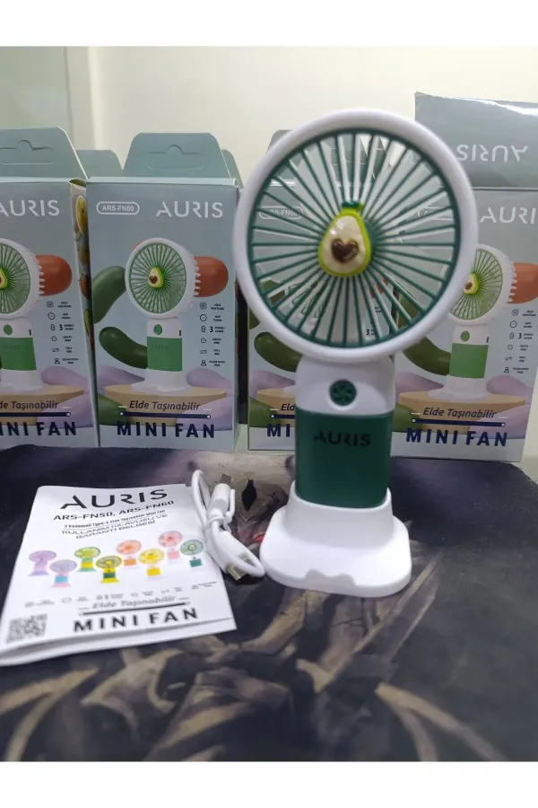 Taşınabilir Fan Soğutucu Mini Vantilatör Klima Güçlü Serinletici Şarjlı Masa Üstü Sessiz Standlı — Yeşil