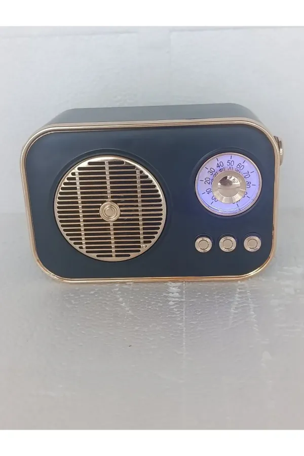 Nostaljik Retro Radio Parlak Kaplama Bluetooth Bağlantılı Hoparlör — Siyah
