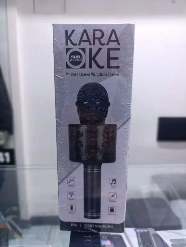 Karaoke Mikrofon Dahili Hoparlörlü Usb Flash Tf Kart Destekli Ses Değiştirme Efektli Çocuk Mikrofonu Siyah