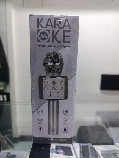 Türkçe Seslendirme Karaoke Mikrofonu Bluetooth Mikrofon Bluetooth Speaker Hoparlör Aux-Tf-Usb Giriş Gümüş