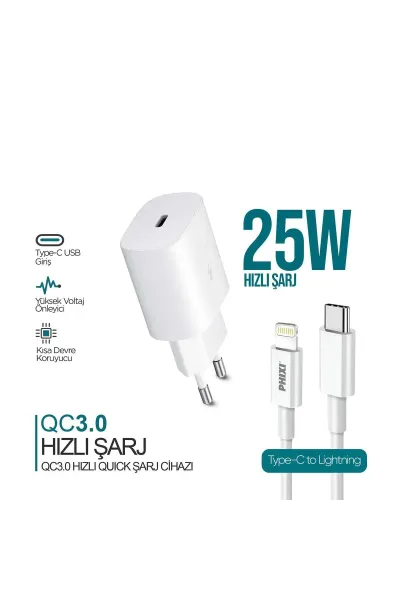 ULTİMATE UPD4125L 25W PD GİRİŞLİ LIGHTNING HIZLI ŞARJ CİHAZI