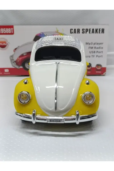 KlasikAraba Müzik Çalar Bluetooth Hoparlör Usb Müzik Çalar Tf Aux Sd kart Giriş Fm Radyo — Sarı