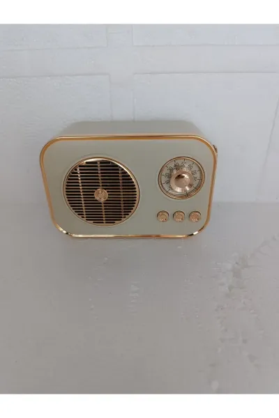 Nostaljik Retro Radio Parlak Kaplama Bluetooth Bağlantılı Hoparlör — Beyaz