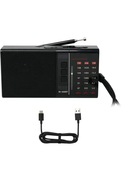 M-568BT Mini Cep Radyosu Bluetooth Hoparlör Şarjlı FM Radyo Micro SD MP3 Desteği AUX Kula