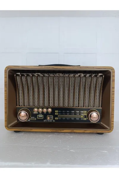 Klasik Radyo Bluetooth Hoparlör Fm Radyo Usb Tf Aux Ses Bombası Müzik Çalar Mp3 Çalar — Kahverengi