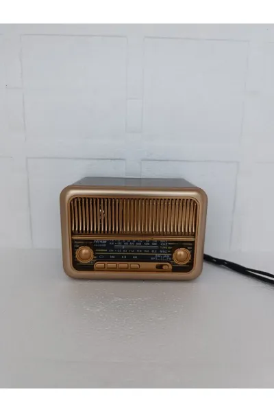 Nostaljik Radyo Klasik Radyo Bluetooth Hoparlör Usb-Tf Çalar Ses Bombası Şarjlı Radyo — Kahverengi