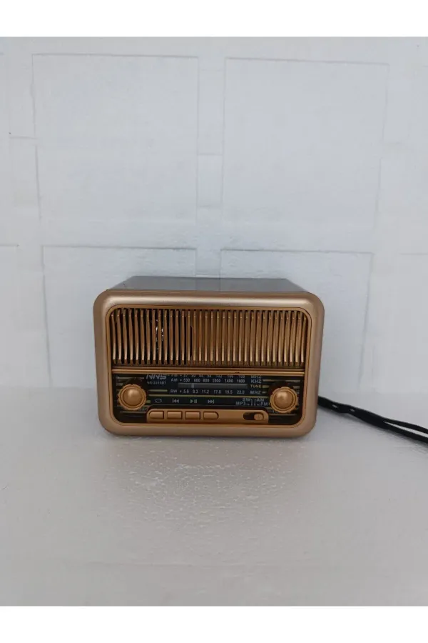 Nostaljik Radyo Klasik Radyo Bluetooth Hoparlör Usb-Tf Çalar Ses Bombası Şarjlı Radyo — Kahverengi