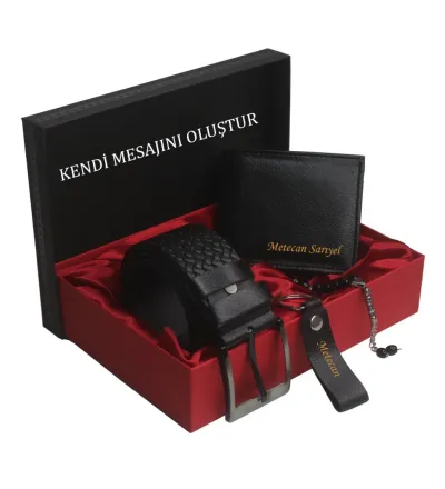 KİŞİYE ÖZEL CÜZDAN KEMER & ANAHTARLIK TESBİH SET